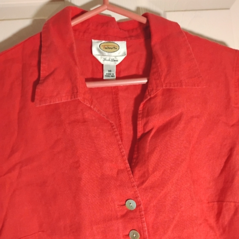 Irish Linen Talbots Shacket Red - Picture 4 of 7